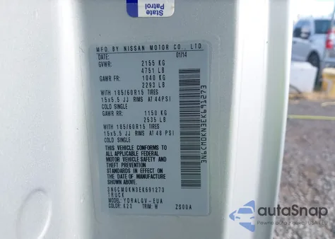 2014 Nissan Nv200 Sv из США, поврежденный, VIN 3N6CM0KN3EK691273